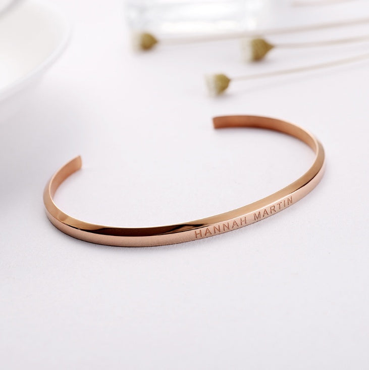 Vacuum Plating Jewelry Bracelet Rose Gold Stainless Steel U-Shaped Men and Women Bracelet