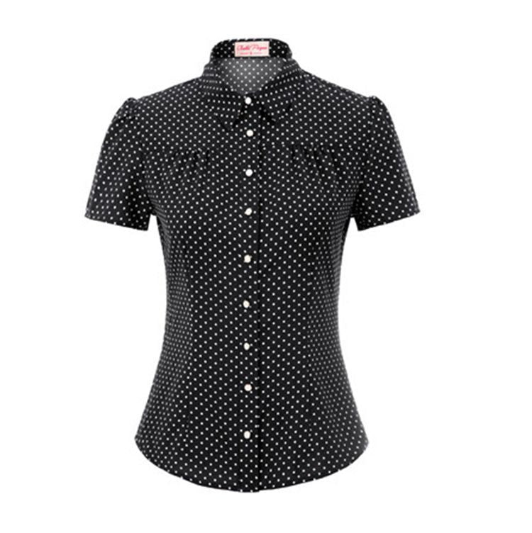New style polka dot shirt sleeve short shirt