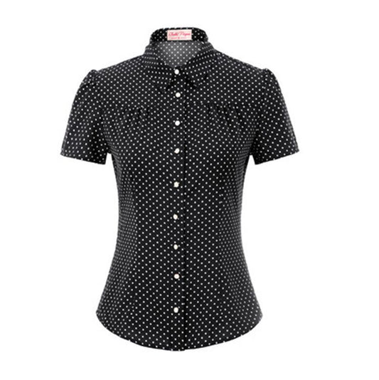 New style polka dot shirt sleeve short shirt