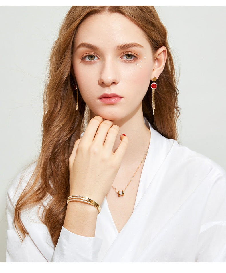 Rose gold fairy three-ring bracelet
