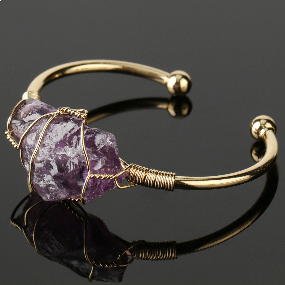 Gold-plated winding amorphous crystal bracelet