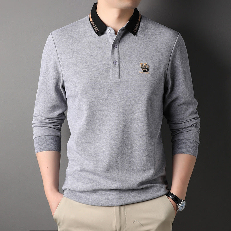 Autumn New Men's Thin Polo Shirt Casual Business Bottoming Shirt Men's T-shirt