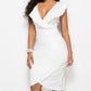 Ruched Ruffled Cap Sleeve Dress