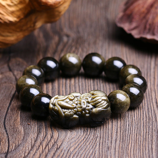 Gold Obsidian Pixiu Bracelet