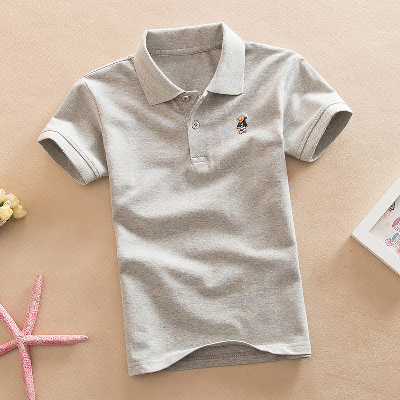 Short-sleeved T-shirt Middle And Big Children's Summer Polo Shirt Performance School Uniform