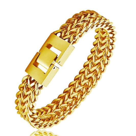 Stainless steel jewelry men and women gold double-layer grinding chain bracelet