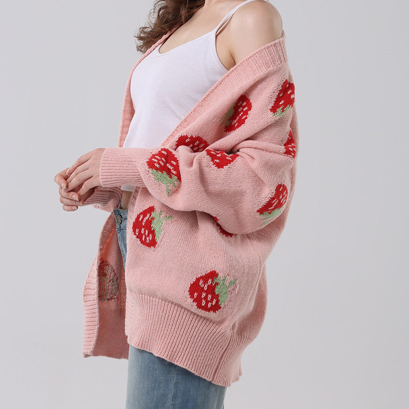Women's Comfort And Casual Strawberry Sweater