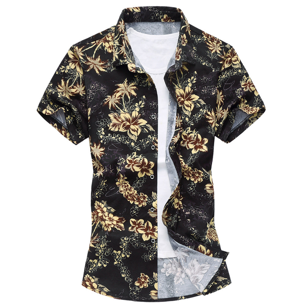 Stretch short sleeve shirt printed shirt