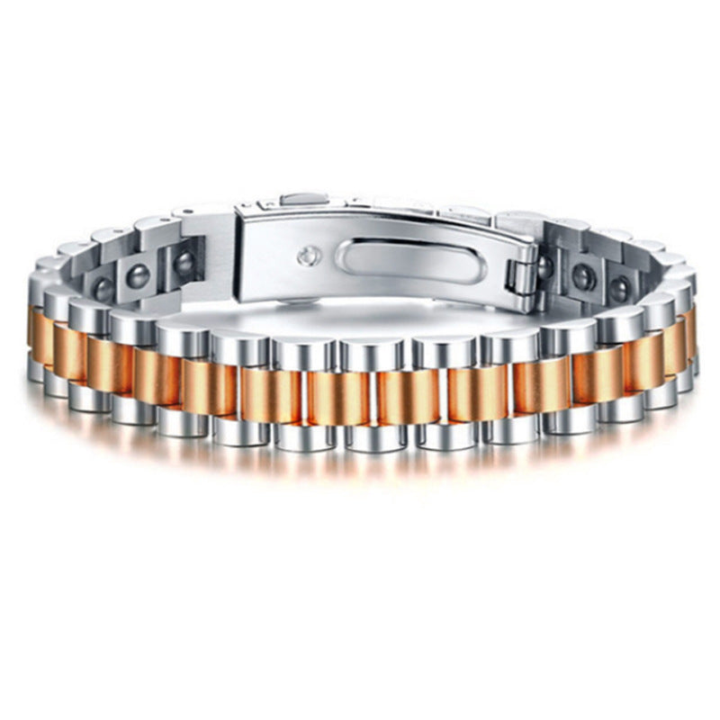 Couple's Watchband Buckle Haematite Magnet Titanium Steel Bracelet