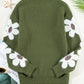 Flower Round Neck Long Sleeve Sweater