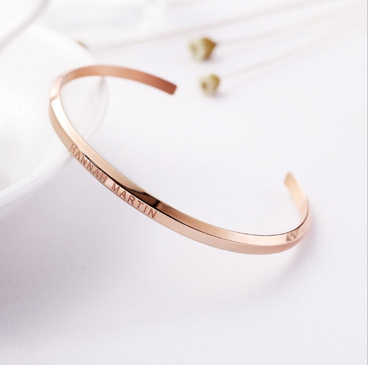 Vacuum Plating Jewelry Bracelet Rose Gold Stainless Steel U-Shaped Men and Women Bracelet