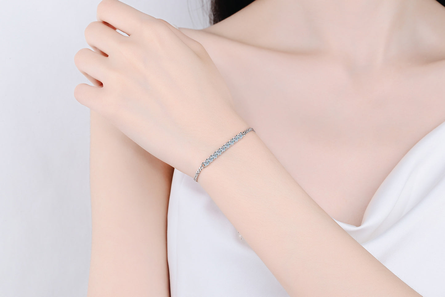 S925 Sterling Silver Cuban Moissanite Bracelet