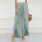 Vintage Green Ruffles High Waisted Wide Leg Pants