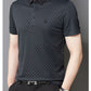 Men's Lapel Plaid Printed Seamless High Elasticity Ice Silk Short Sleeve