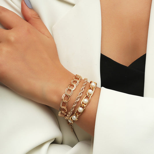 Simple Temperament Personality Trend Pearl 3-piece Bracelet