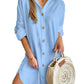 Autumn Leisure Long Sleeve Lapel Button Shirt Dress Womens Clothing