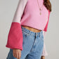 Contrast Mock Neck Long Sleeve Sweater