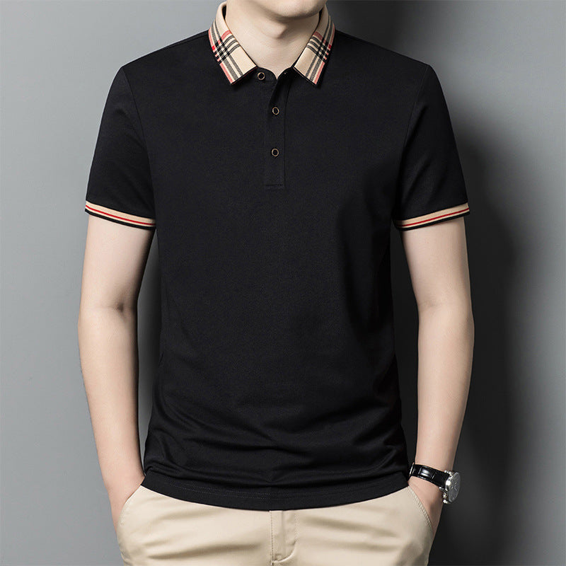 Summer Long-staple Cotton High-end Polo Shirt Men's Business Ice Silk Lapel T-shirt Top