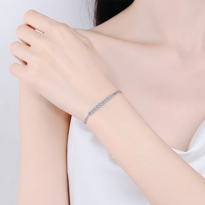 S925 Sterling Silver Cuban Moissanite Bracelet