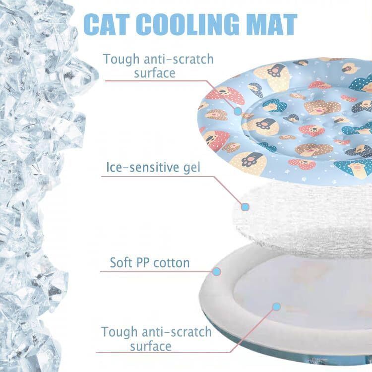 Cat Dog Pet Cooling Mat Cushion Pad Bed Summer Cool Down Comfortable Soft For Pets And Adults