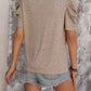 Perfee Lace Detail Round Neck Puff Sleeve Blouse