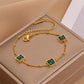 Niche Design Gold Square Emerald Zircon Titanium Steel Bracelet