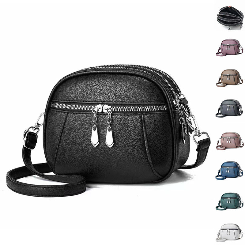 Solid Color Small Round Bag Fashion Multi-pocket Large Capacity Shoulder Crossbody Bags For Women Handbags