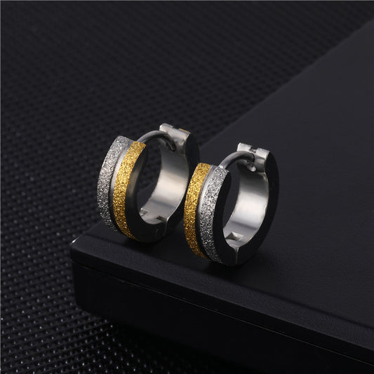 Gold Frosted Earrings Punk Style Frosted