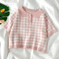 Plaid short-sleeved t-shirt polo shirt