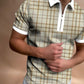 POLO Polo Shirt Zipper Check Men's T-shirt