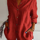 Lapel Long Sleeve Shirt Women's Single-breasted Pleated Shirt