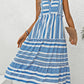 Perfee Frill Printed Notched Sleeveless Dress