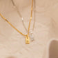 Stainless Steel Gold Plated Letters Necklace Mini Square Letter Pendant Trendy 26 Letter Necklace Small Exquisite Necklace