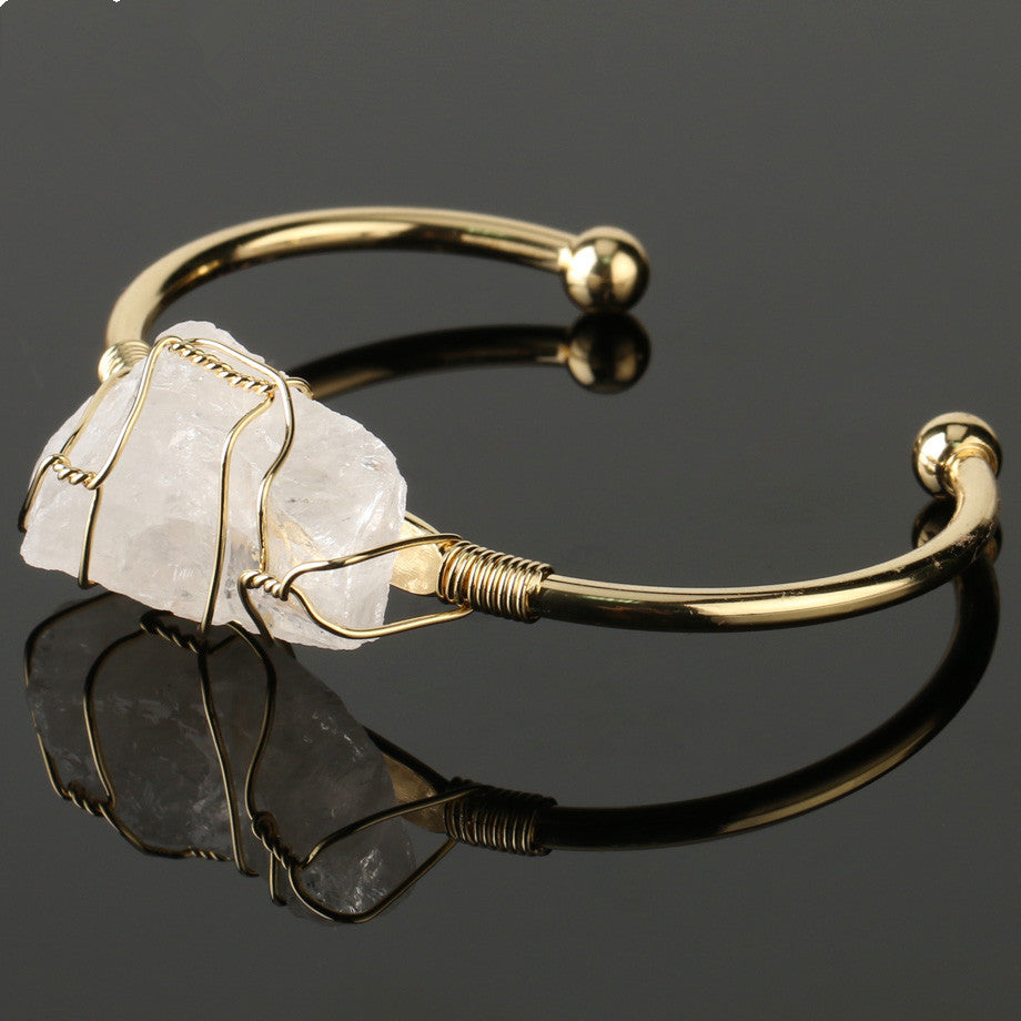 Gold-plated winding amorphous crystal bracelet