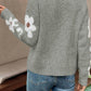 Flower Round Neck Long Sleeve Sweater