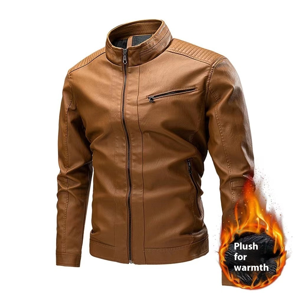 Spring And Autumn Cross-border Casual Men's Leather Clothing Stitching Motorcycle Retro Fashion Leather Jacket Coat