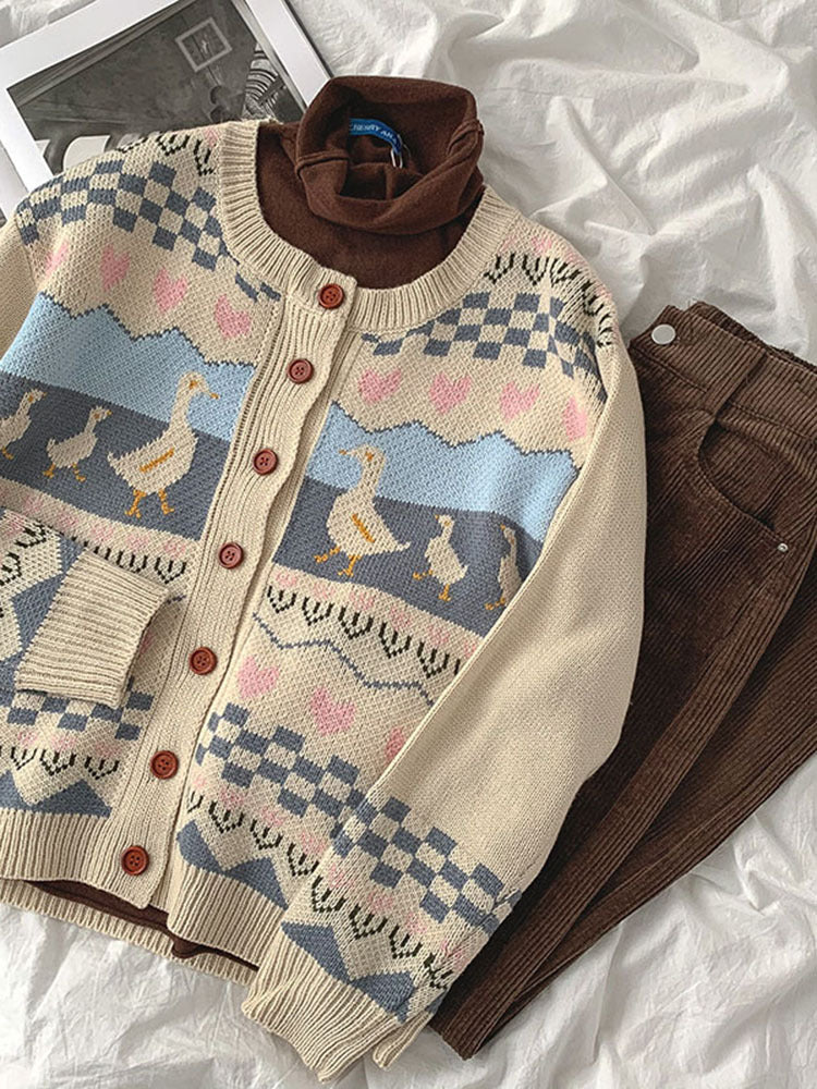 Fashion Lazy Round Neck Long Sleeve Outer Wear Cardigan