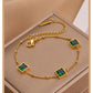 Niche Design Gold Square Emerald Zircon Titanium Steel Bracelet