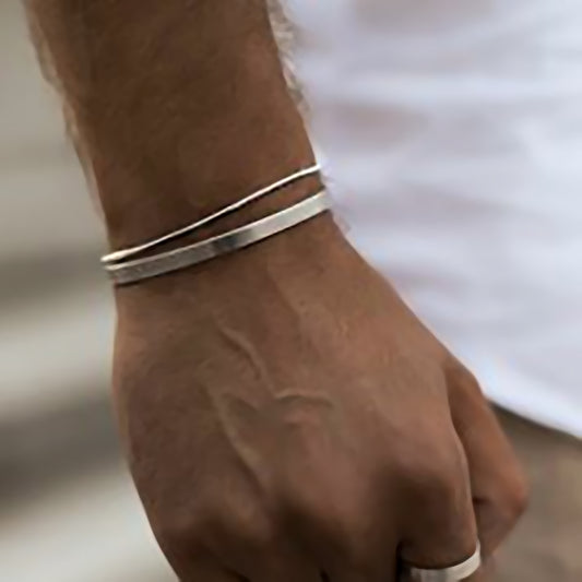 Men's Stainless Steel Snake Bones Chain Double-layer Bracelet