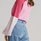 Contrast Mock Neck Long Sleeve Sweater