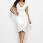Ruched Ruffled Cap Sleeve Dress