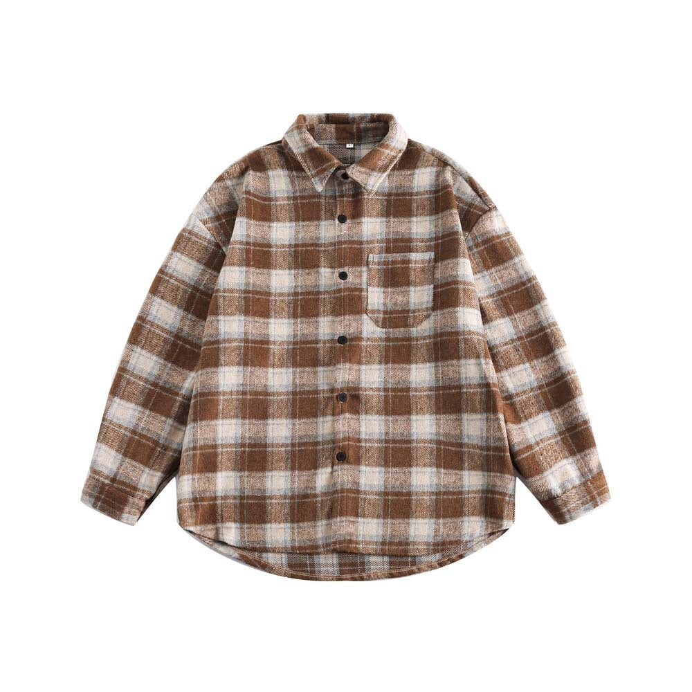 Brushed Thickened Plaid Shirt Coat Couple's Shirt