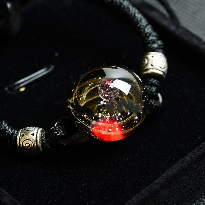 Cosmic starry sky glass ball bracelet gold wire
