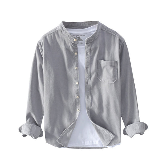 Men's Corduroy Shirt Stand Collar Long Sleeve Shirt