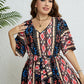 Honey Plus Size Bohemian V-Neck Tie Belt Midi Dress