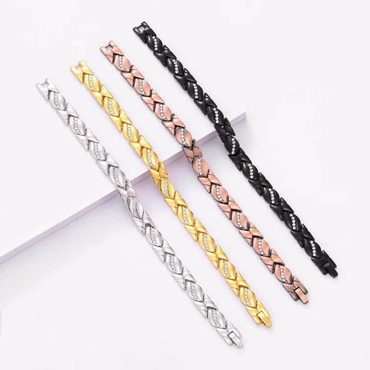 Leaves Diamond Magnet Bracelet Bronze Brushed