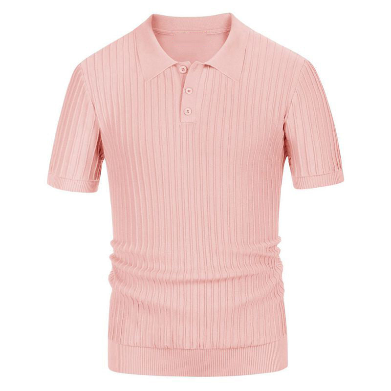 Men's Summer Candy Color Short Sleeve Business Polo Knitwear T-shirt