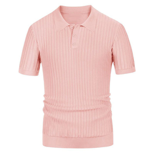 Men's Summer Candy Color Short Sleeve Business Polo Knitwear T-shirt