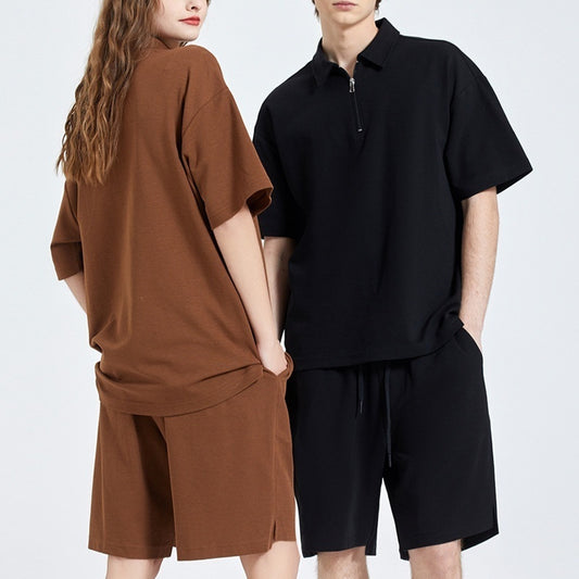Half Zipper Short-sleeved T-shirt Men's Lapel Polo Shirt