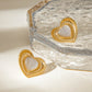 Stainless Steel Cat's Eye Stone Heart Earrings